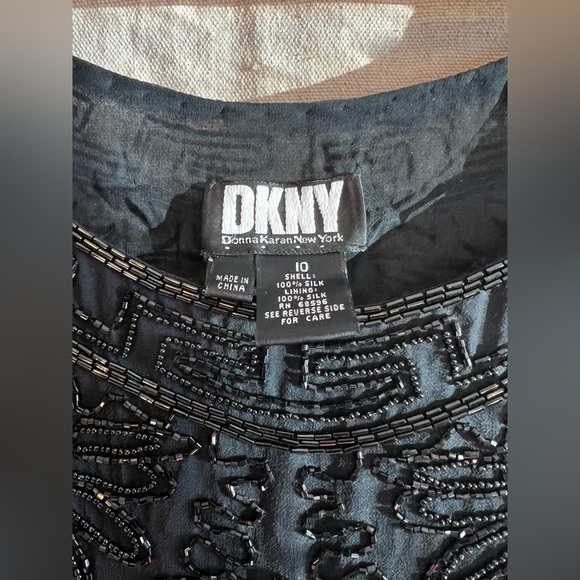 Vintage DKNY Black Silk Beaded Dress Size 10 - Picture 7 of 7